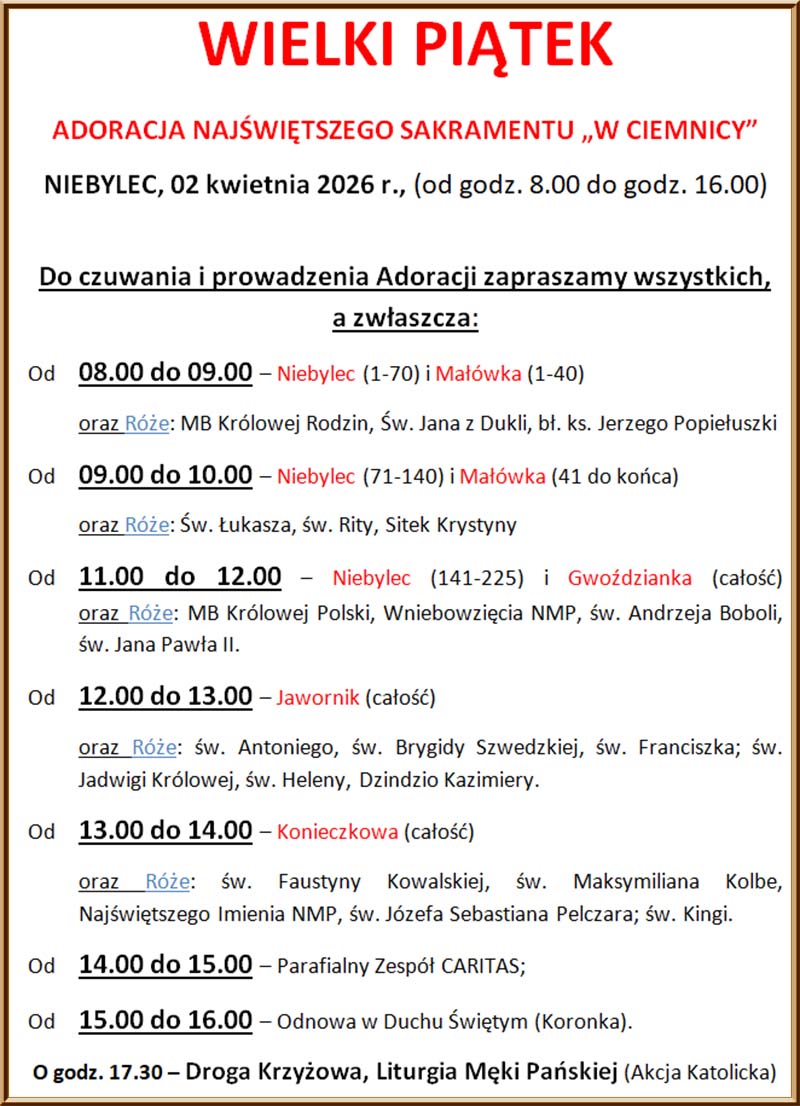 ADORACJA NAJŚWIĘTSZEGO SAKRAMENTU„W CIEMNICY”